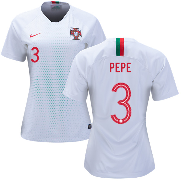 Women's Portugal #3 Pepe Away Soccer Country Jersey - Click Image to Close